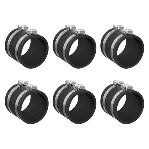 Image of POWERTEC 70148-P6 2-1 /2 Inch Dust Control Flex Cuff with Steel Hose Clamps, Hose Connector Rubber Cuff Coupler for Woodworking Dust Collection Fittings, Dust Collector Accessories & Machinery, 6 PK