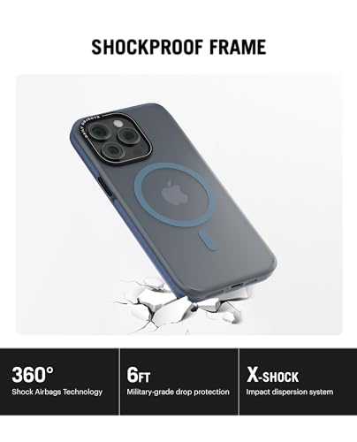 Image of DailyObjects TPU Blue Nimbus Slim Magnetic Protective Case Cover Compatible With iPhone 15 Pro Max|Magsafe|Camera & Body Protection|Anti Shock,Scratch Resistant|Cutouts Modern Design|Wireless Charging