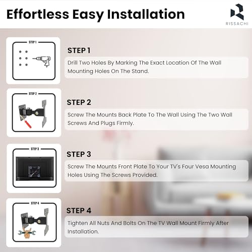 Image of RISSACHI Moving TV Stand Wall Mount for 14-26 Inch LED LCD Monitors | Heavy Duty Universal TV Bracket with 180 Swivel & Tilt, VESA Support 75x75mm and 100x100mm Load 15 kg