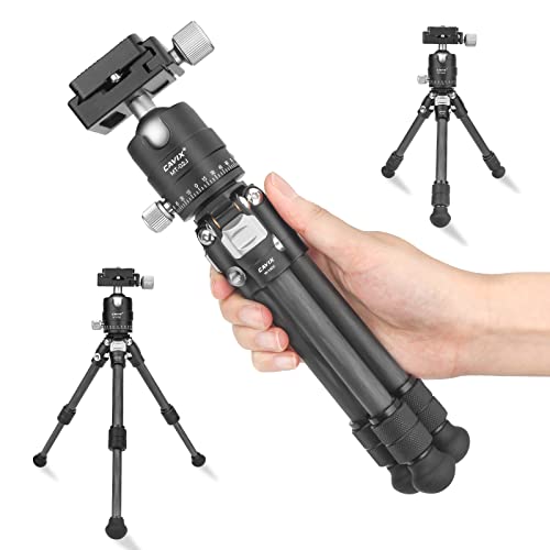 CAVIX Travel Mini Tripod with 360 Ballhead Lightweight Portable Compact Carbon Fiber Tripod for Camera