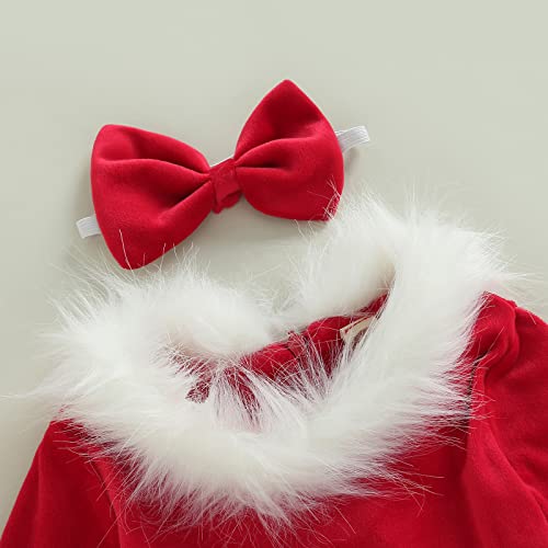 Toddler Baby Girls Christmas Dress Red Velvet Dress Long Sleeve Santa Claus Dress Fleece Plush Xmas Princess Party Dresses2