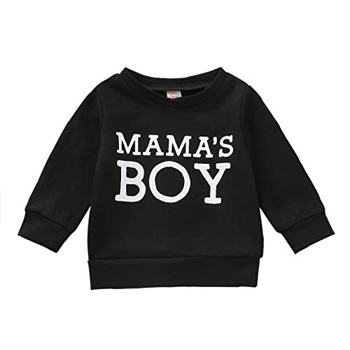 Dourbesty Toddler Boys Girls Hoodies Sweatshirt Mama's Girl Print Long Sleeve Pullover Tops Fall Winter Outfit Clothes (B-Black, 0-6M)