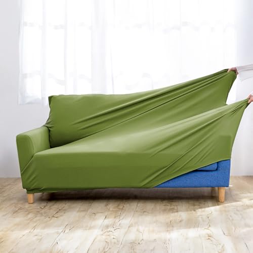 アイリスプラザ ソファカバー 3人掛け かけるだけの簡単ソファカバー 伸縮素材伸 自宅で丸洗いOK 抗菌防臭 程よい凹凸のワッフル調 サラッと軽い触り心地 通気性バッチリ オールシーズン使用OK ダークグリーン(DGN) NSFC-30