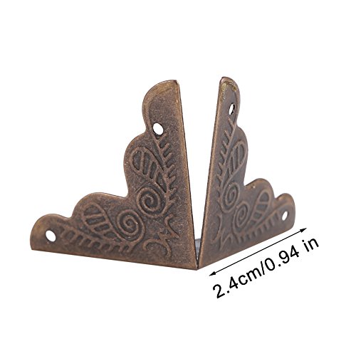 Image of Zerodis 12pcs Vintage Metal Three Sides Corner Decorative Protectors Iron Cover Guard with Screws for Jewelry Gift Box Picture Frame(Bronze)