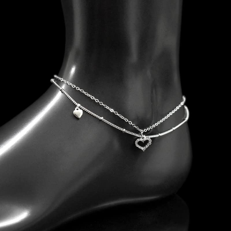 Chaine de cheville coeur argent 925 pour sublimer vos tenues de plage et soirees ete