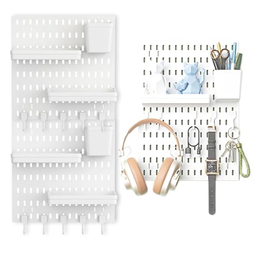La mejor comparación de Tableros - los más vendidos. 33 IPOIUIYP Pegboard, 2 piezas Tablero Perforado para Pared,Kit Organizador de Pared Combinado,14 accesorios para colgar modulares,Tablero de Cavijas para Baño, Cocina, Dormitorios...