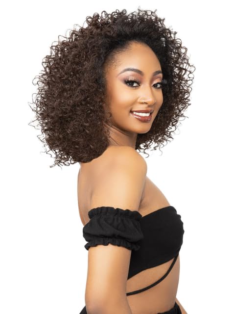 Janet Collection Remy Illusion Easy N Swift Agra Half Wig - Prime Unimix - Forehead Cap - Deep Wide Combs (FS1B/BURG)