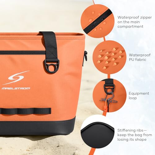 Image of Maelstrom 30 Can Insulated Cooler Bag, Leakproof Soft Ice Chest | Tote Style,16h Cold, Lightweight,Collapsible,Peva Liner,Waterproof,Gear Loop,Multi-Pockets,For Shopping,Beach,Picnic