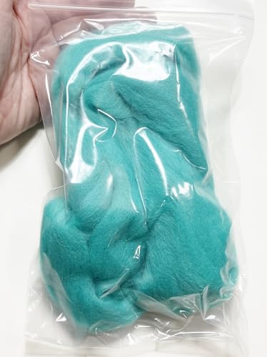 LM075-030 MOREZMORE Wool Roving for Needle Felting 30g 1 Ounce Turquoise Green Blue Merino 100% Wool Fine Grade FSB