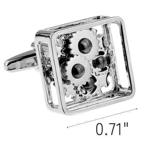 Gemelos Engranajes Steampunk de Plata miniatura 2