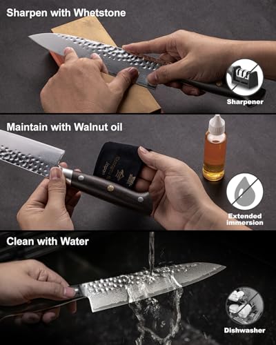 kanngou Japanese Chef Knife Kitchen Knife with 67 Layers Damascus Steel AUS-10 Core, Professional Damascus Knife with Full-Tang Ebony Wood Handle and Premium Gift Box (8.27 Inch Gyuto Chef Knife) - Image 4