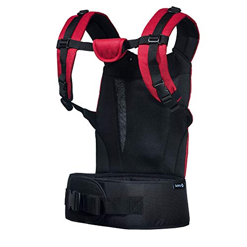 Safety 1st Physionest Marsupio Neonato Ergonomico, Portantina per Bébé 3 Funzioni: Frontale, Schiena, Laterale, Zaino Trasporto Bambino (3.5-15Kg), Colore Rosso