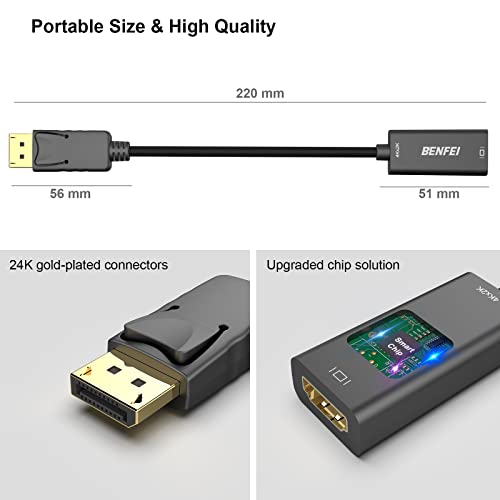 image for DisplayPort to HDMI, Benfei 4K@30Hz Gold-Plated DP Display Port to HDM