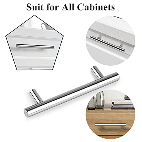 Image of Probrico 15 Pack | 5 Inch Polished Chrome Cabinet Pulls, 7-9 /16 Inches Total Length, Stainless Steel Kitchen Cabinet Hardware, Chrome Drawer Pulls
