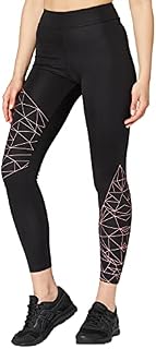 Amazon Essentials Women's Optic Print Sports Leggings, Black/Peach, 12