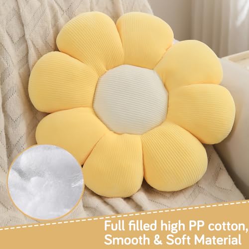 Image of HOKIPO Flower Shaped Plush Throw Pillow Cushion for Sofa, Couch, Chair, Bed, Bedroom, Nursery, Props or Home Decor - 42 cm, Daffodil Yellow (AR-6234-YLW)