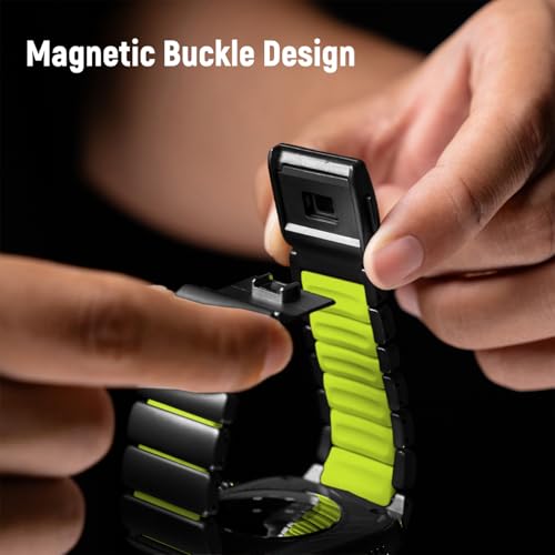 Image of Magnetic Titanium Band Compatible with Apple Watch Ultra 3 /2 /1 Band 49mm Series 11 10 46mm 45mm 44mm 42mm SE 3 /2 /1 9 8 7 6 5 4,Luxury Silicone Dual-Layer Link For iwatch Men Women