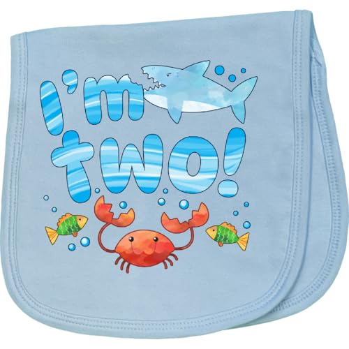 inktastic I'm 2 Second Birthday Shark and Crab Baby Burp Cloth Light Blue 45503
