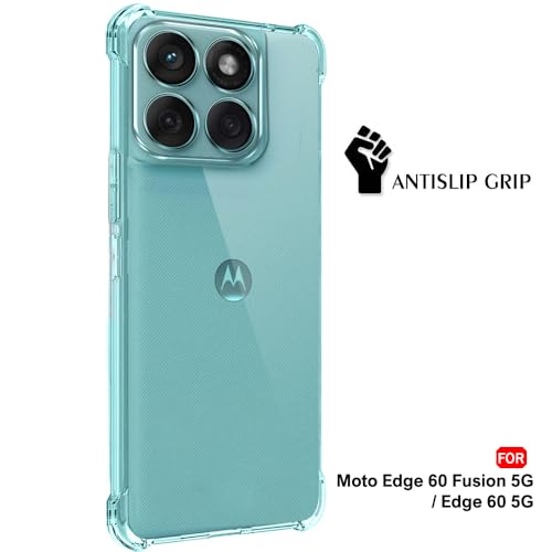 Image of TheGiftKart Crystal Clear Back Cover Case for Motorola Moto Edge 60 Fusion 5G / Edge 60 5G | Shockproof Soft TPU Case | Cushioned Edges for Ultimate Protection Back Cover Case (TPU, Transparent) | Crystal Clear