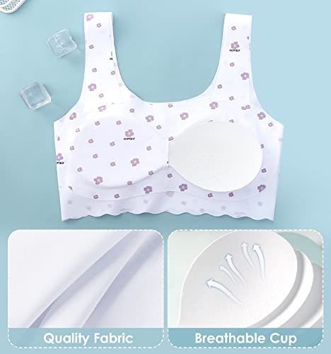 2 Pack Girls Seamless Training Bra Cami Lightly Padded Sports Bras with Removable Padding2