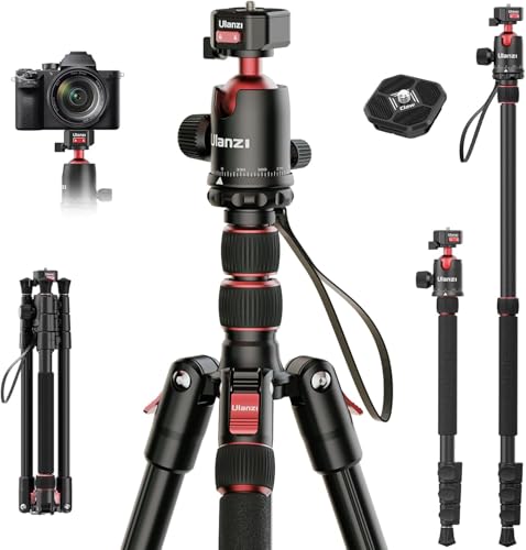 Image of ULANZI TT31 72.4 inch Camera Tripod, Foldable Tripod & Monopod Aluminum w Claw Quick-Release Plate, 360Ball Head Detachable w 180Revertible Legs, Weight 3.42lb, Payload 33lb,for Camera /DSLR /Camcorder