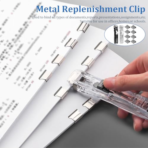 Clam clip dispenser Verschluss Clips 2 Stücke Tragbarer Fast Clam Clip Spender&100 Edelstahl-Metallklammern Geeignet für Küchen Büros Schulen und andere Orte Kunststoff-Nachfüllheftklammern