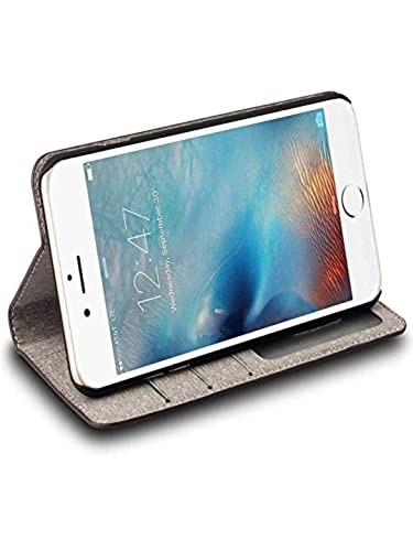 Image of ClickCase for Google Pixel 6A Blazer Series Cloth & Leather Wallet Flip Case Kick Stand with Magnetic Closure Flip Cover for Google Pixel 6A (Grey & Brown)