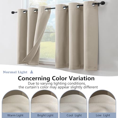 Image of Simplebrand Stone Window Valance for Kitchen 14 Inches Long 2 Panels Set, Room Darkening Valance Curtains for Living Room, Grommet Short Privacy Kitchen Curtains for Bedroom Kids Room, 40Wx14L