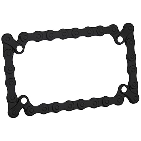 TC Sportline LPF245-BK 3D Bike Chain Style Zinc Metal Matte Black Finished Motorcycle License Plate Frame Cover