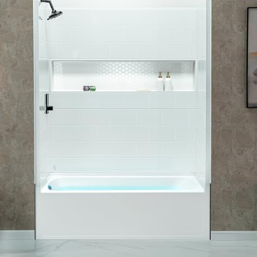 WOODBRIDGE 60” x 32” Alcove Soaking Bathtub in white with Left-Hand Drain Hole