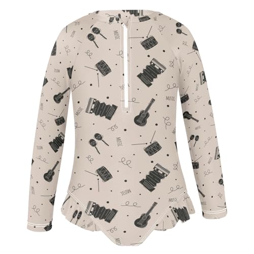 Musical Girls Swimsuit One Piece Rash Guard Girls' Swimwear Long Sleeve Swimsuits for Girl Size 3-12T2