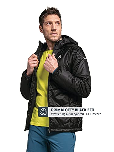Foto von Schöffel Herren Padded Jacket Stams M, leichte, winddichte Winter Wanderjacke mit Recycling-Wattierung, atmungsaktive, wasserabweisende Outdoorjacke, black, 54