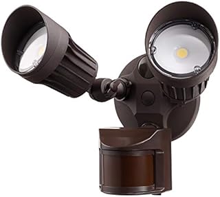 LEONLITE LED Security Light, Motion Sensor Flood Lights Outdoor, Dusk to Dawn & Motion Detector 3 Modes, Adjustable 2-Head, IP65 Waterproof, 20W(150W Equiv.), 3000K Warm White, ETL Listed, Bronze