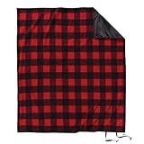 Pendleton Roll-Up Travel Blanket 60” x 70”, Durable Wool Blanket with a Waterproof Nylon Backing, Portable for Travel, Camping and Picnics with Leather Handle Grip and Patch