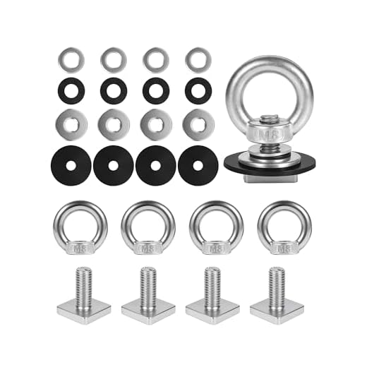 T Track Mount Tie Down Anchor for Roof Rack, M8 Heavy Duty Ring Shaped Eye Bolt, Stainless Steel T Bolt Eye Nut Tie Down Rings for Holding Bungee Cord, Ropes, Hooks