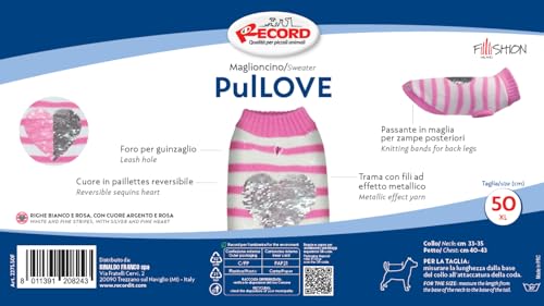 Record - Sweater for Dogs "Pullove", back length 50 cm. Warm sweater with reversible sequins heart, leash hole and machine washable - Image 4
