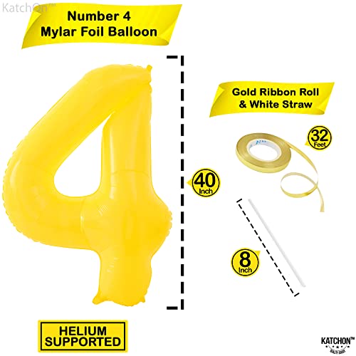 Image of KatchOn Yellow Number 4 Balloons 40 Inch, 4th Birthday Decorations for Boys