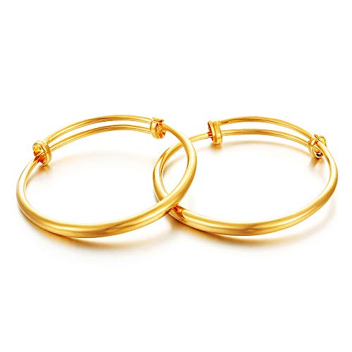 Ethlyn Christmas Gifts for baby for 2pcs/lot 18K Gold Plated Glossy Expandable Charm Bangles &bracelets for 12months children
