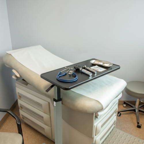 Image of Vaunn Medical Cart Adjustable Overbed Table with Wheels - Rolling Bedside Table for Hospital, Portable Standing Cart & Laptop Desk for Bed, Couch, Wheelchair