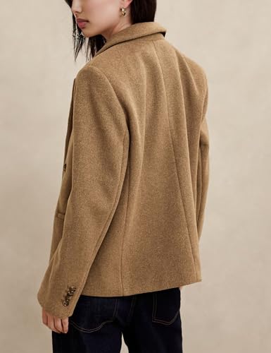 QIBABU Womens Winter Wool Blend Pea Coat Short Double Breasted Notched Lapel Blazer Overcoat3