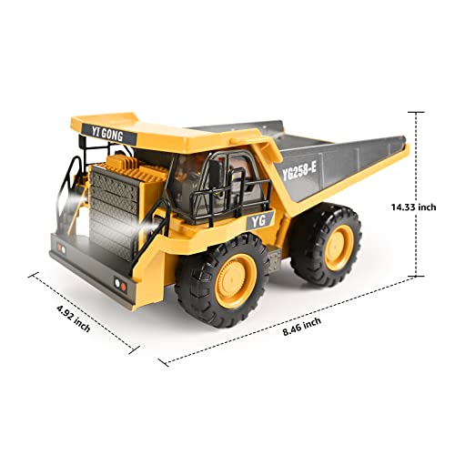 Remote Control Construction Toys with Sound Effects, 2 Rechargeable Batteries, Remote Control Dump Truck Toys, Gift Ideas for 8 Year Old Boys and Girls