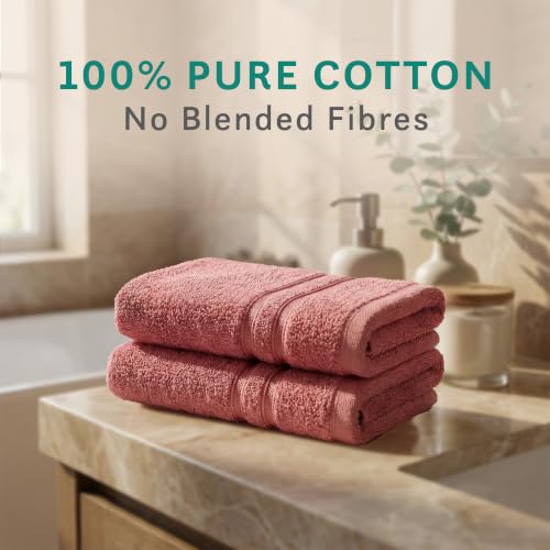 Image of MYTRIDENT Comfort Living Hand Towels, 100% Cotton, Highly Absorbent, Super Soft, 2 Piece Set, 400 GSM, Gym, Spa -Apple Red