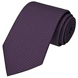 KissTies Mens Plum Purple Tie Striped Wedding Necktie + Gift Box