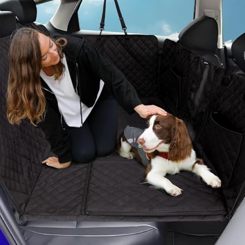 KingCamp Dog Car Seat Cover for Back Seat, Waterproof Scratch Proof Dog Hammock with Hard Bottom 600D Heavy Duty Nonslip Durable Seat Protector with Mesh Window for Cars, SUV, 64