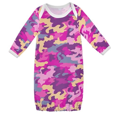 J JOYSAY Colorful Camo Classic Baby Sleeper Gowns for Girls Boys Cotton Infant Sleeper Pjs