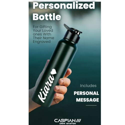 Image of CASPIAN / / / Hike Stainless Steel Customize Sipper Water Bottle (CUS-Forest Green 1 Litre, Set of 1)| Leak Proof Thunder for Fridge Home Office Travel School Kids Boys Girls Adults Sports Gym Yoga