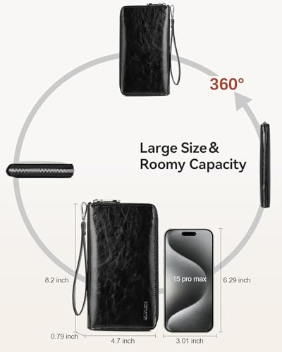 BOSTANTEN Leather Wallet for Women RFID Blocking Zip Around Credit Cards Holder Phone Clutch4