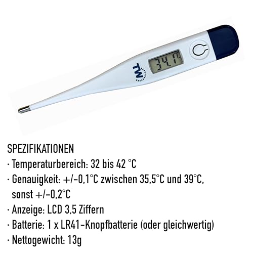 Digitales Tier-Thermometer für Haustierbesitzer von Hunden, Katzen, Pferden, Tieren, mit kostenloser Veterinary Hobday's Spec Chart