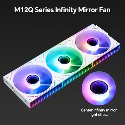 Image of Thermalright TL‑M12QR-S X3 120mm PC Case Fans Reverse Blade, 1500RPM Airflow, ARGB Daisy‑Chain, Infinity‑Mirror Lighting, 3‑Pack | Daisy Chain Wiring, ARGB Fan Blades, Infinity Mirror Lighting