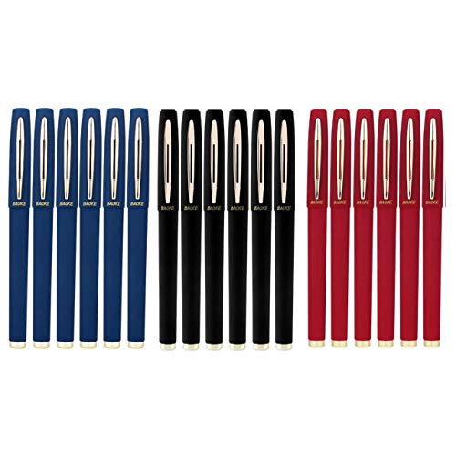 Baoke Gel ink rollerball pens 0.7 mm rubber Baoke logo pack of 18 Pens (6 BLUE+6 RED+6 BLACK)- sold by one click pick